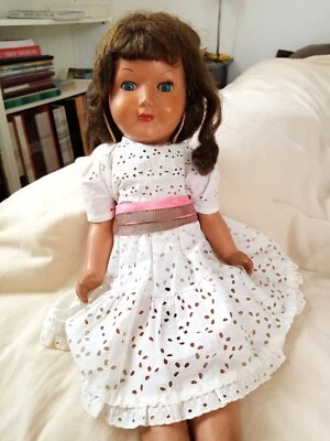 #903- POUPEE ANCIENNE - YEUX DORMEURS BLEUS - CHEVEUX NATURELS ? SGDG FRANCE 540 - Photo 1/4