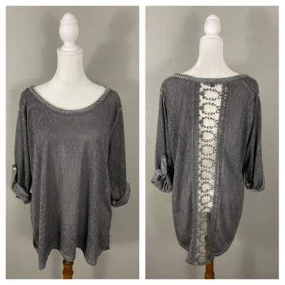 Blusa túnica tejida gris Tempo Paris XL crochet espalda manga enrollable Italia Foto 1 de 4
