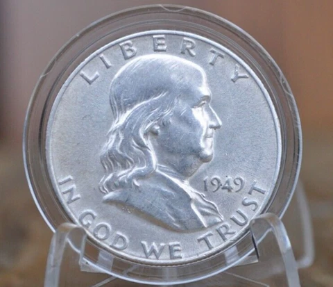 1949 Franklin Half Dollar - VF/XF -Philadelphia Mint- 1949 P Silver Half Dollar Cover