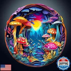 Wooden Puzzles for Adults -Mushroom Puzzle, Flat Puzzle with 3D Visual Effect - Picture 1 of 5