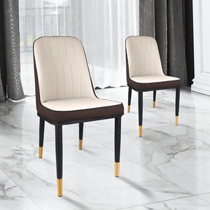 Set of 2 Elegant Upholstered Dining Chairs Ergonomic Chair with Sturdy Metal Leg - Picture 1 of 15