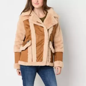 STEVE MADDEN Women's XL Cognac Faux Suede Shearling Heavyweight Peacoat Coat NEW - Picture 1 of 7