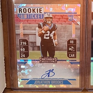 Jonathon Brooks 2024 Contenders Rookie Ticket Cracked Ice 20/23 Carolina Panther - Picture 1 of 3