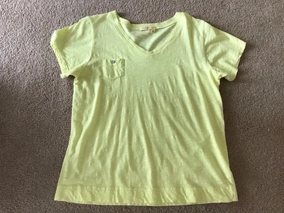 FRESH PRODUCE large Yellow Pocket Vintage HERITAGE Cotton V Neck Top L USA - Image 1 of 4