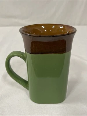Royal Norfolk Dos Tonos Verde Marrón 5" Gres Cerámica Taza Té Café Foto 1 de 4