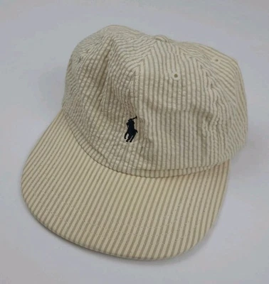 Винтажная полосатая шляпа Polo Ralph Lauren Seersucker Pony RL Sport сделано в США 90-е ношенная - Изображение 1 из 4