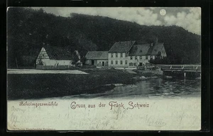 Mondschein-AK Behringersmühle, Gruss aus der Fränk. Schweiz 1899  - Picture 1 of 2