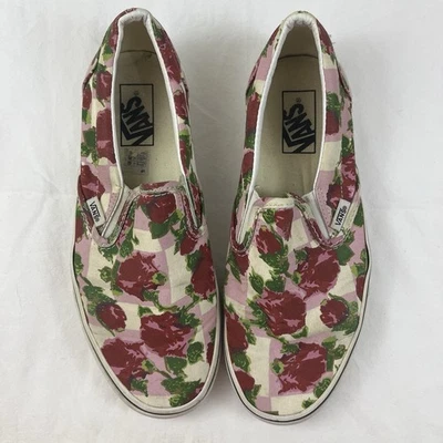 Vans Womens 9.5 Asher Rose Floral Checkered Slip On Skate Shoes Girly Coquette - Image 1 of 4