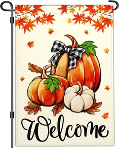 Herbst Garten Flagge doppelseitig Kürbis Erntedank Outdoor Hof Schild 12x18" - Bild 1 von 11