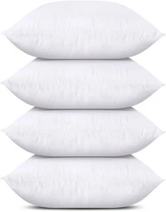 Throw Pillows (Set of 4, White), 18 x 18 Inches Pillows for Sofa, Bed and Cou... - Picture 1 of 7