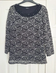 Roman Originals Women's Embellished Black Top UK Size 12 - Picture 1 of 5