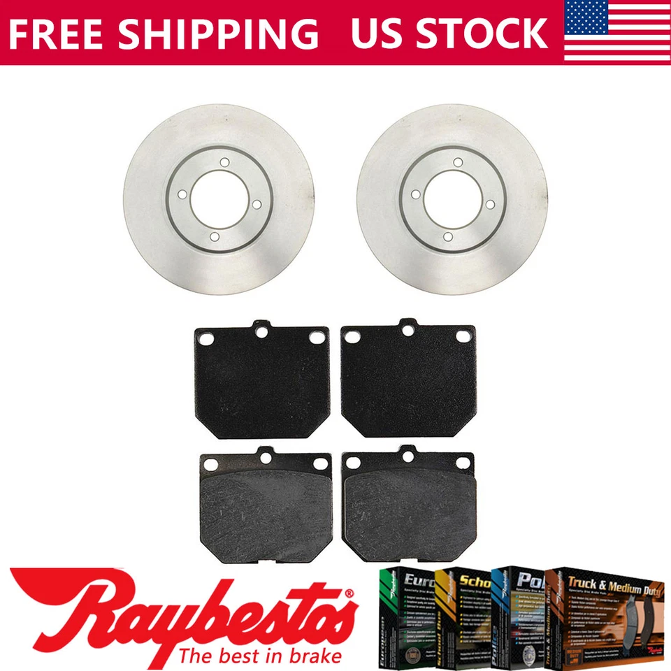 Front Kit Brake Rotors + Ceramic Pads & Hardware For 1975-1982 Toyota Corona - Image 1 of 4
