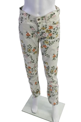Citizens of Humanity Womens Cotton Floral Mid-Rise Skinny Pants Beige Sz 27 - Image 1 of 4
