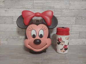 Vintage 80’s Aladdin Walt Disney Minnie Mouse Head Plastic Lunch Box w/ thermos - Picture 1 of 23