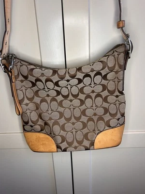 Authentic Coach Signature Y2k Shoulder Crossbody Zip Bag 6347 Tan Leather Purse - Image 1 of 4