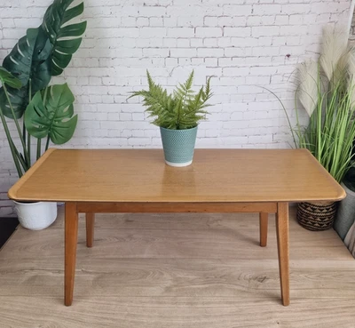 Vintage Mid Century Modern Formwood Sleigh Coffee Table Wood Effect Melamine Top - Image 1 of 4