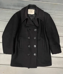 Vintage Navy Peacoat Heavy Wool Mens 38 Quilt Lined Double Breasted USA Made - Picture 1 of 10