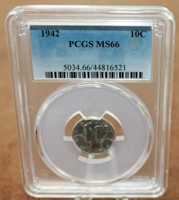 PCGS 1942 Mercury Dime PCGS MS66 [075WEJ]2 - Image 1 of 4