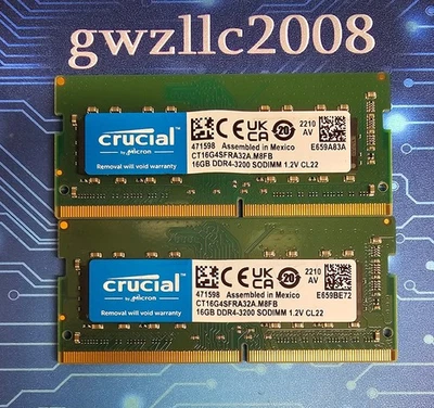 32GB (2x16GB) PC4-25600 DDR4-3200MHz 1Rx8 Non-ECC Crucial CT16G4SFRA32A.M8FB #A5 - Image 1 of 2