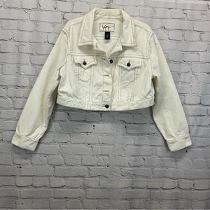 Venezia Cropped Jacket Womens Size 14/16 Cream Corduroy Button Up Cowgirl Casual - Picture 1 of 8
