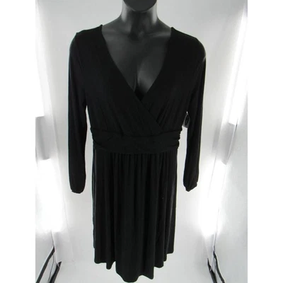 Women Old Navy Maternity Black Solid Long Sleeve V Neck Wrap Dress Size: XL NEW - Image 1 of 4