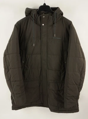 Chaqueta acolchada Columbia para hombre 2XL marrón con capucha bobina térmica aislada cremallera completa Foto 1 de 4