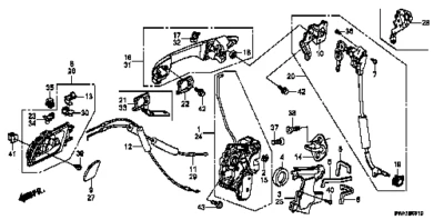 HONDA Genuine CR-V RE3 RE4 LATCH ASSY., R. FR. POTENCIA DE PUERTA 72110-SWA-Q01 - Imagen 1 de 2