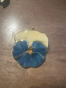 VTG Laquer Dipped Pansy Pendant Necklace Brown Gold Fall Color Vintage Unique - Picture 1 of 5