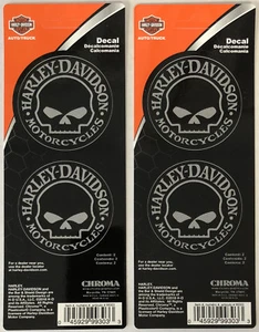 Harley-Davidson Willie G Skull 2 hojas de Pegatinas Calcomanías Stick Onz NUEVO - Imagen 1 de 1