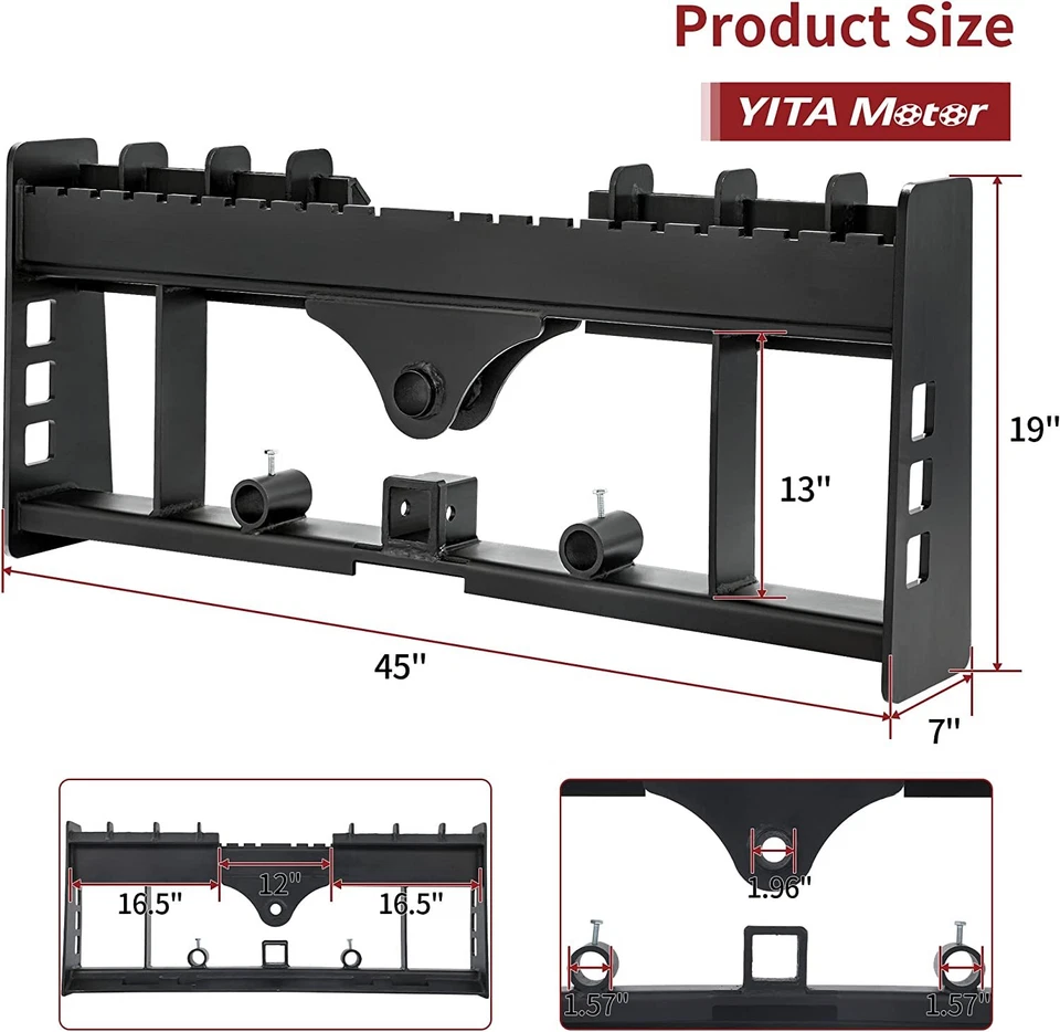 Marco de horquilla de paleta para minicargadora con enganche receptor y fundas de lanza para Bobcat 2500 lb Foto 1 de 4