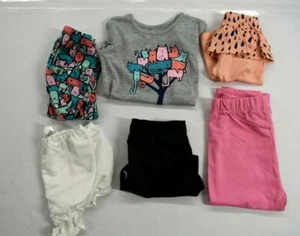 Lot Of 6 Little Girls Pants Pajamas Shorts Diaper Cover Multi Colored 18M/18-24M - Picture 1 of 6