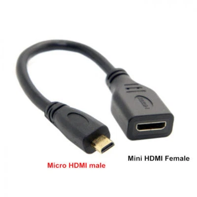 Micro HDMI Male To Mini HDMI Female adapter Cable Cord Convertor Adapter - Image 1 of 2