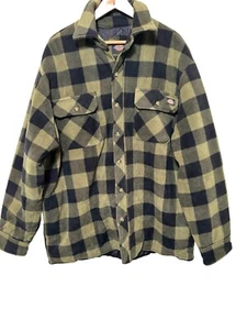 Dickies XL Relaxed Fit Micro Fleece Quilted Shirt Jacket Green Black Plaid - Picture 1 of 9