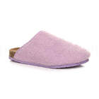 WOMENS LADIES SLIP ON FLEECE HOUSE SHOES COMFORT FOOTBED MULES SLIPPERS SIZE