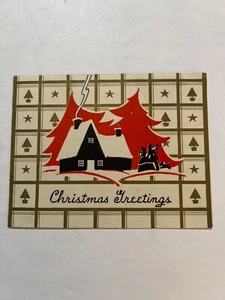 Vintage 1934 Weihnachtsgrußkarte tolle Grafik - Bild 1 von 3