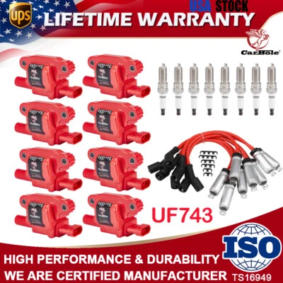 8 Ignition Coil+Spark Plug+Wires For 2015-19 Chevrolet Suburban Tahoe 5.3L UF743 - Image 1 of 4
