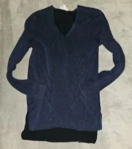 Women's Blue Long Sleeve Heavy Ribbed Sweater Vince Camuto V-Neck XS - Picture 1 of 5