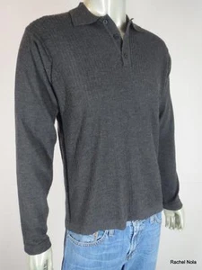Suéter de Lana Banana Republic Talla M Para Hombre Gris Acanalado Manga Larga Cuello Henley - Imagen 1 de 11