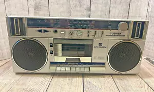 Toshiba RT-6085 Silver & Gray Boombox Stereo Cassette Vintage 1980s - Uncommon - Picture 1 of 12