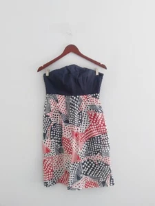 Odille Polka Dots Dress SZ 6 Lightweight Strapless Red White Blue Forth of July - Picture 1 of 12