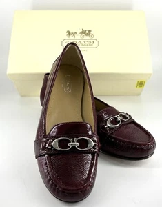 Coach Eloise Loafers Ruby Patent Leather Driver Flats Slip On Shoes Size 7 - Picture 1 of 8