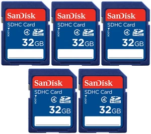 SanDisk 16GB 32GB 64GB SD SDHC Class 4 SDSDB Flash Memory Camera Card (5 Pack) - Picture 1 of 3