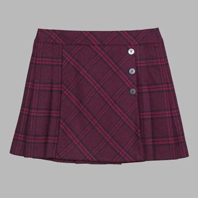 Hobbs Red Navy Check Wool Pleated Mini Skirt | UK 16 - Image 1 of 4