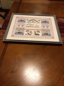 Schöner, gerahmter Kreuzstich mit Maßen gezählt - "Liebe ist Zweisamkeit" - Bild 1 von 5