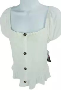 XL Pull Over Stretch Smocked Ivory T Jersey Top Shirt Ransom - Picture 1 of 7