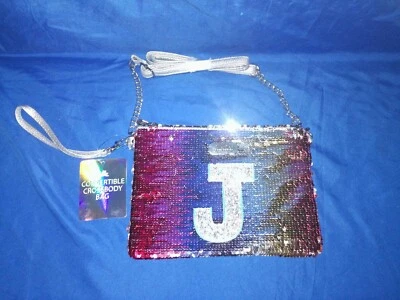 NUEVO Bolso Bandolera Convertible Justice Girls Muñequera Inicial Lentejuelas Abatibles Foto 1 de 3