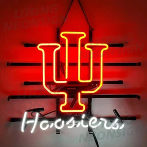 US Stock Indiana Hoosiers Neon Sign Lamp Home Bar Garage Wall Decor KL 19x15 - Picture 1 of 5