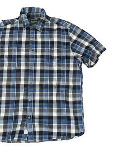 Camicia a quadri Woolrich da uomo grande blu abbottonata manica corta leggera - Foto 1 di 6