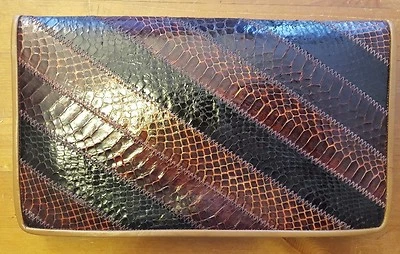 Cartera sin asas/hombro de colección, original de Caprice, multicolor, piel de serpiente (años 70) Foto 1 de 4