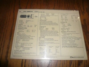 1970 Chevrolet Corvette Sun Service System Chart 350 300HP - Form 690-700-061 - Picture 1 of 2
